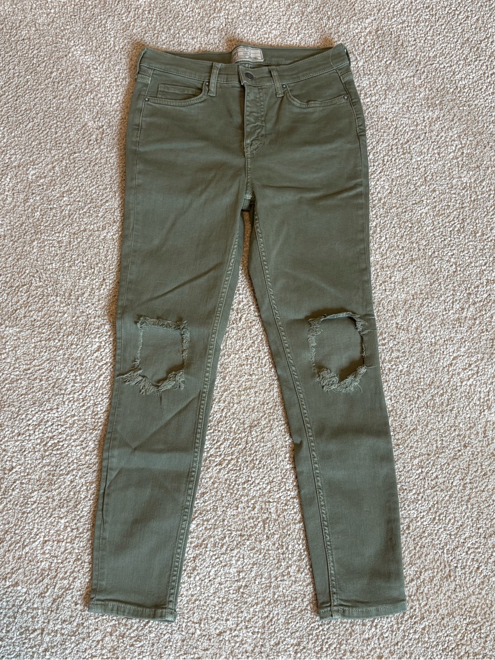 Free People olive green skinny stretch jeans